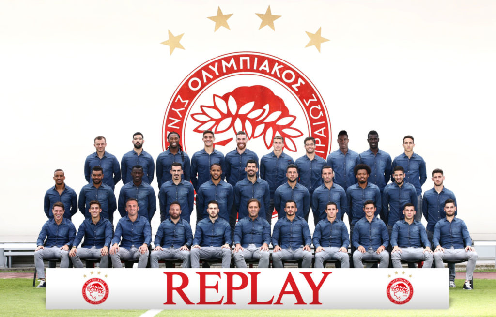 Olympiacos wears Replay denim hyperflex